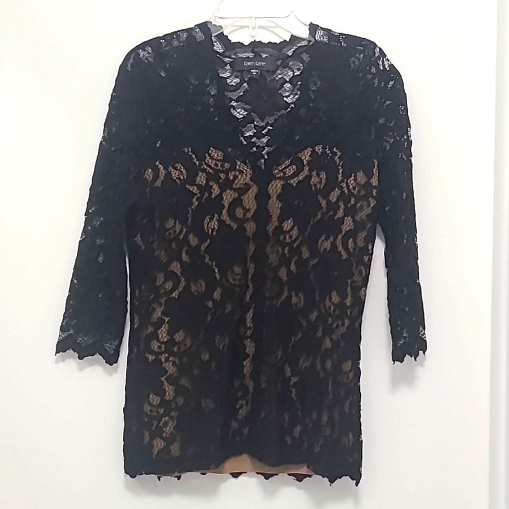 Karen Kane Black Lace Top